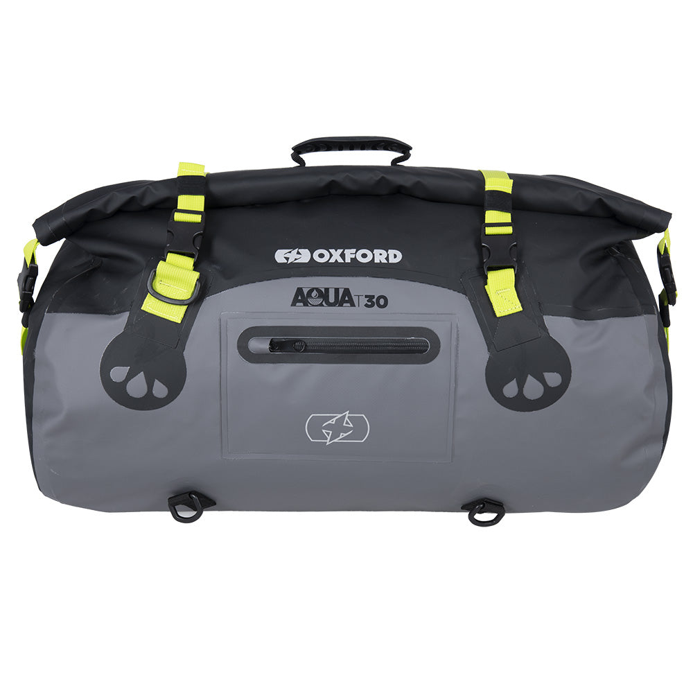 Oxford Aqua T-30 Motorcycle Roll Bag - Black/Grey/Fluo