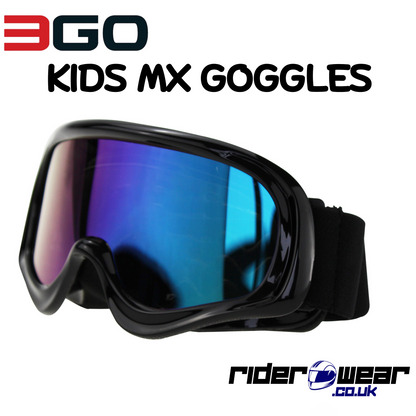 3GO Kids Motocross Goggles with Iridium Lens Black