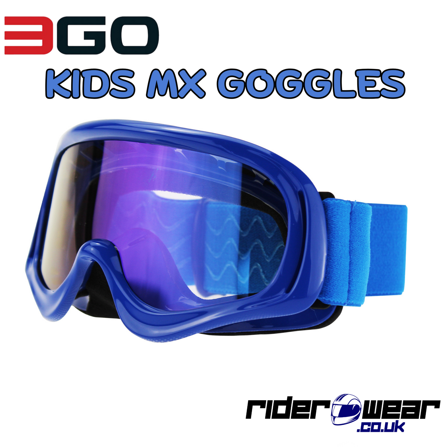 3GO Kids Motocross Goggles with Iridium Lens Blue