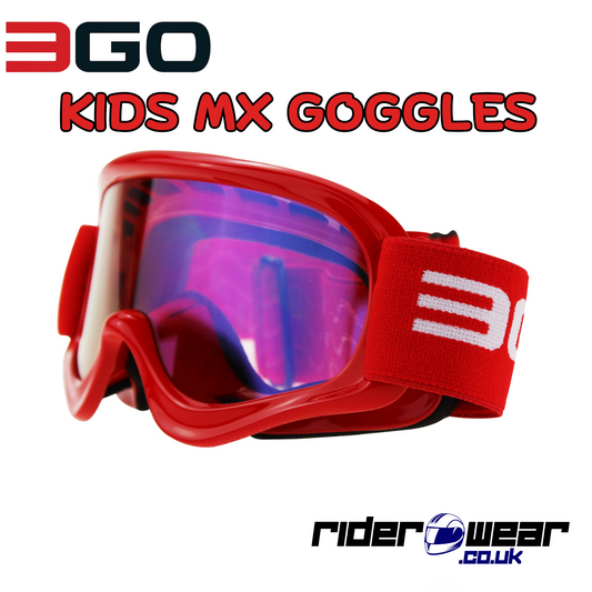 3GO Kids Motocross Goggles with Iridium Lens Red