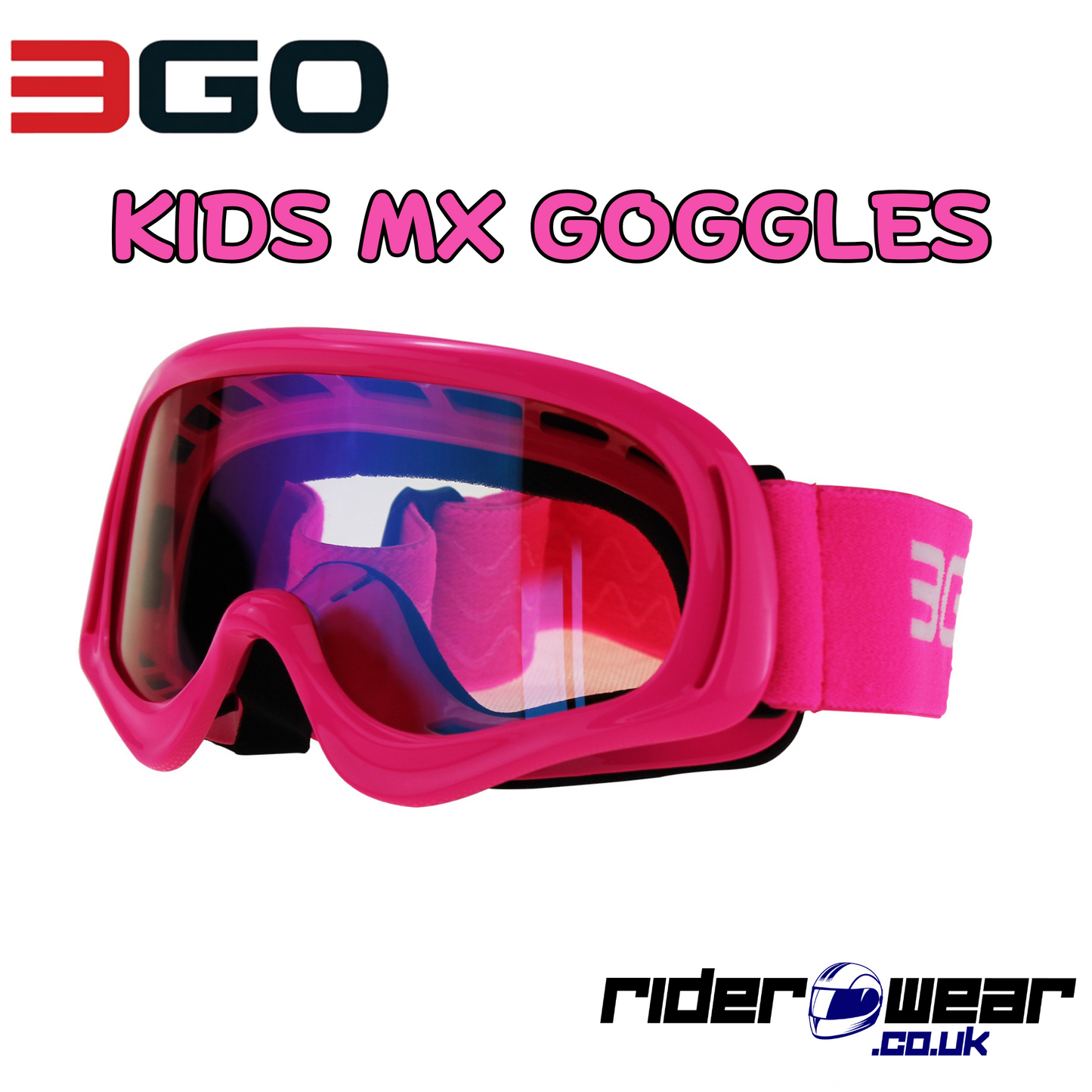 3GO Kids Motocross Goggles with Iridium Lens Pink