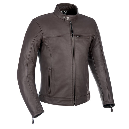 Oxford Walton Leather Mens Motorcycle Jacket - Brown