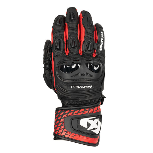 Oxford Nexus 1.0 Mens Motorcycle Gloves - Black/White/Red