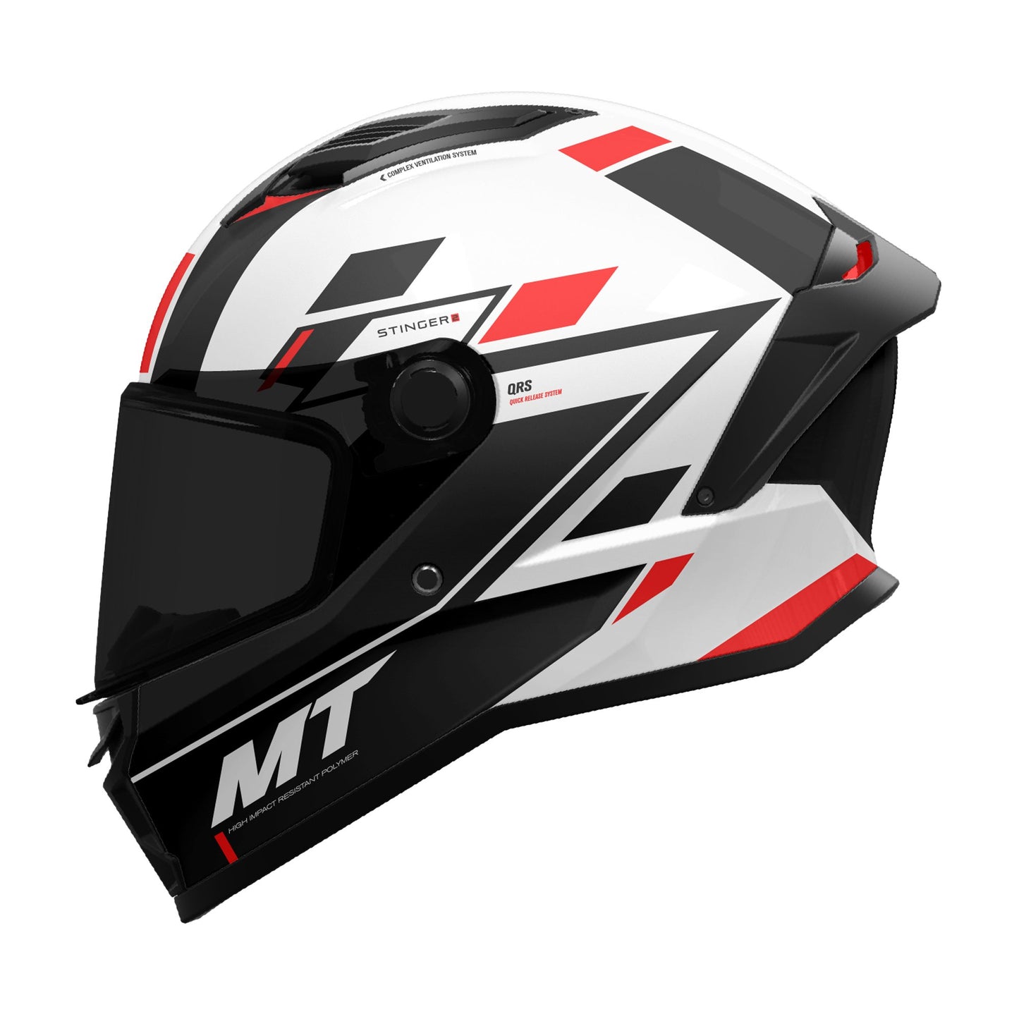 MT Stinger 2 Zivze Motorcycle Full Face Helmet - Gloss Black/White/Red