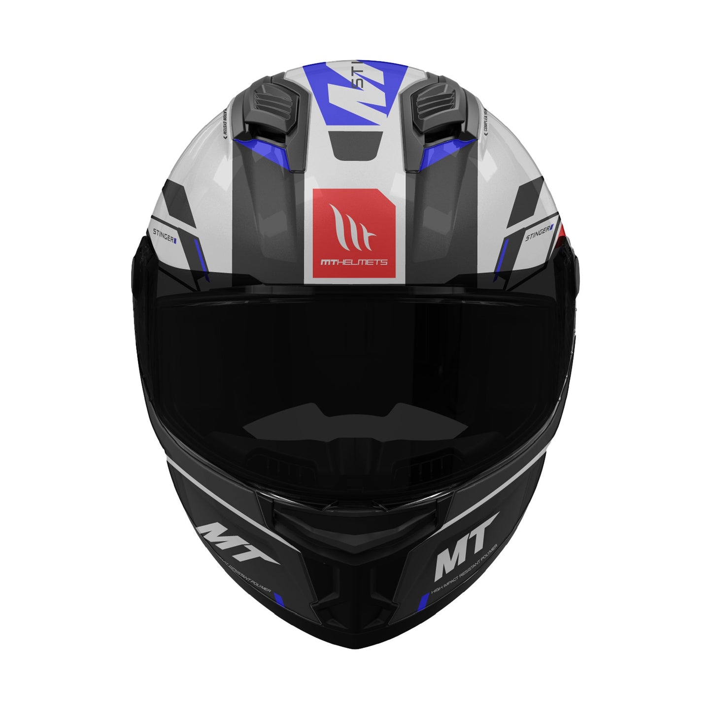 MT Stinger 2 Zivze Motorcycle Full Face Helmet - Gloss Black/White/Blue