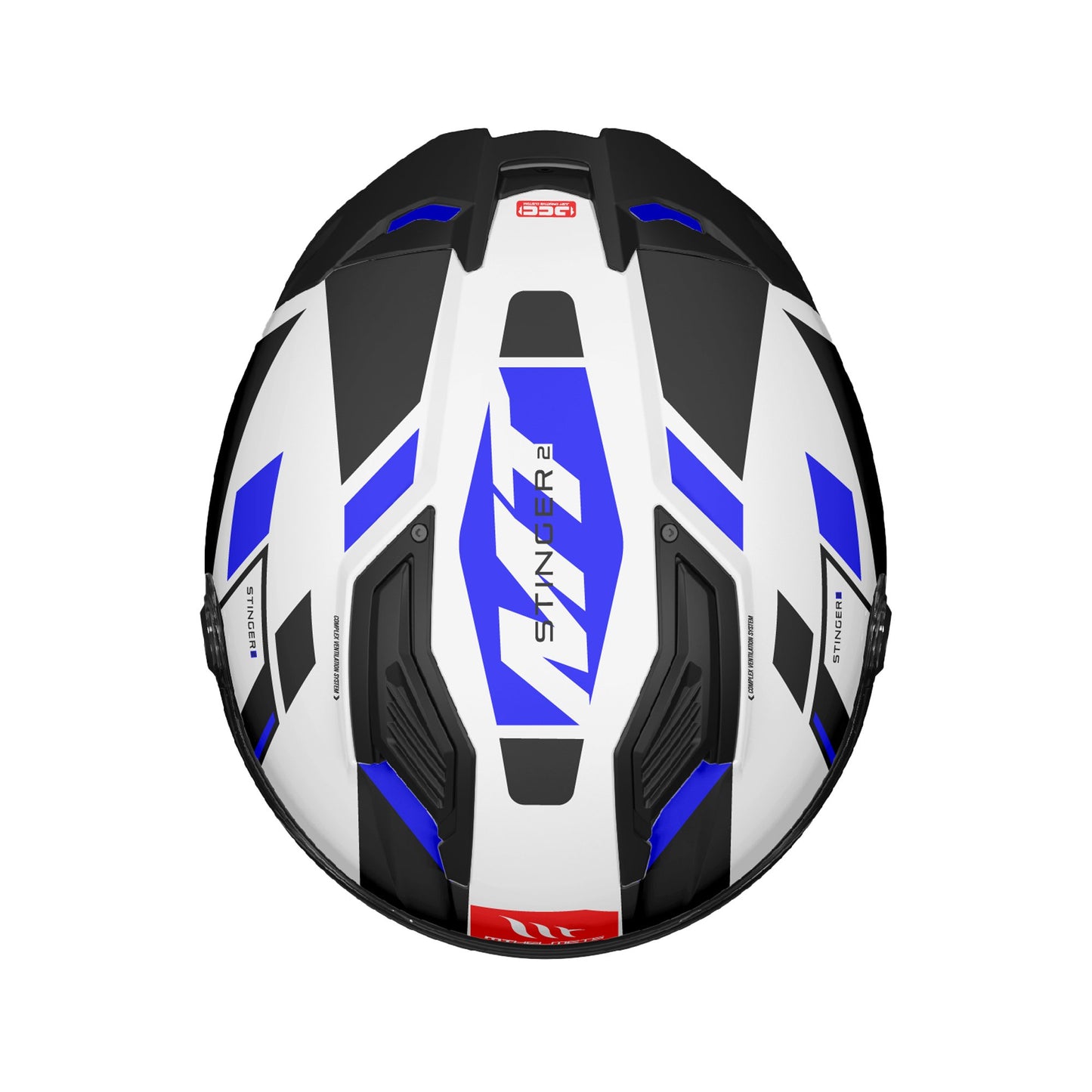 MT Stinger 2 Zivze Motorcycle Full Face Helmet - Gloss Black/White/Blue