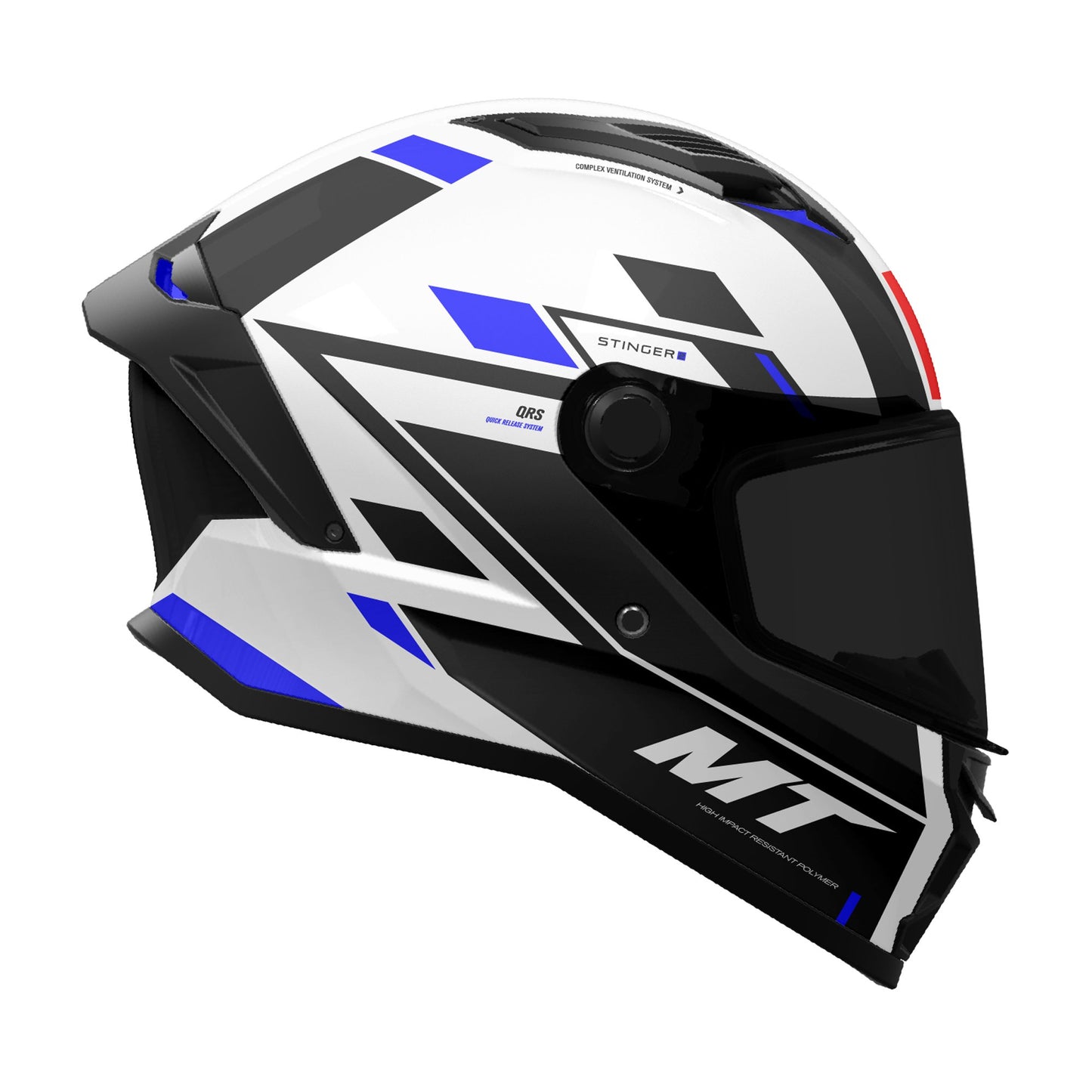 MT Stinger 2 Zivze Motorcycle Full Face Helmet - Gloss Black/White/Blue