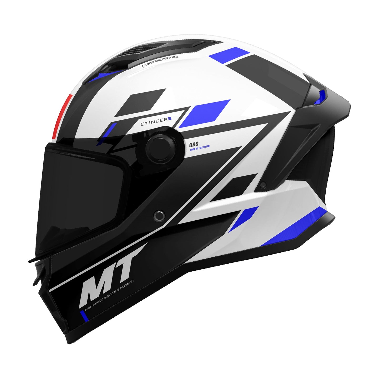 MT Stinger 2 Zivze Motorcycle Full Face Helmet - Gloss Black/White/Blue