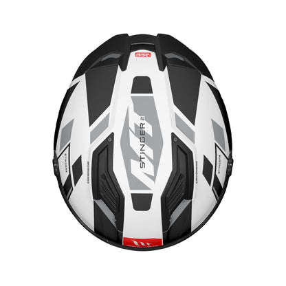 MT Stinger 2 Zivze Motorcycle Full Face Helmet - Gloss Black/White