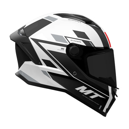 MT Stinger 2 Zivze Motorcycle Full Face Helmet - Gloss Black/White