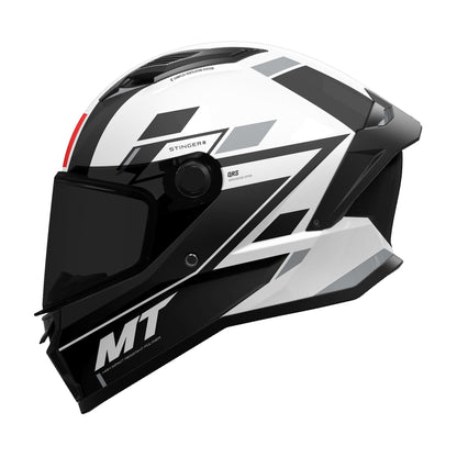 MT Stinger 2 Zivze Motorcycle Full Face Helmet - Gloss Black/White