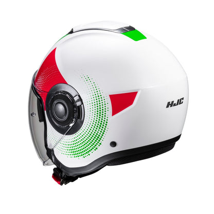 HJC I40N Pyle Motorcycle Open Face Helmet - Green/White/Red