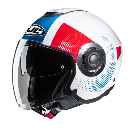 HJC I40N Pyle Motorcycle Open Face Helmet - White/Blue/Red