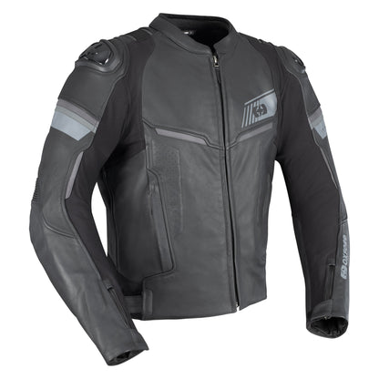 Oxford Cypher 1.0 Leather Mens Motorcycle Jacket - Stealth Black