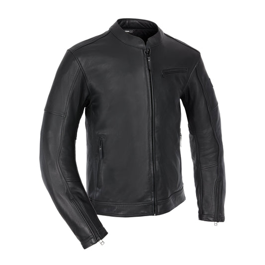 Oxford Henlow Leather Mens Motorcycle Jacket - Black