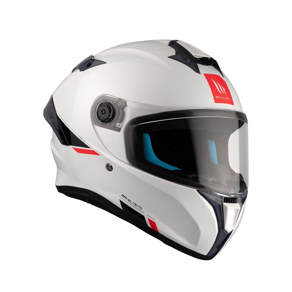 MT Targo S Solid Motorcycle Full Face Helmet - Gloss Pearl White