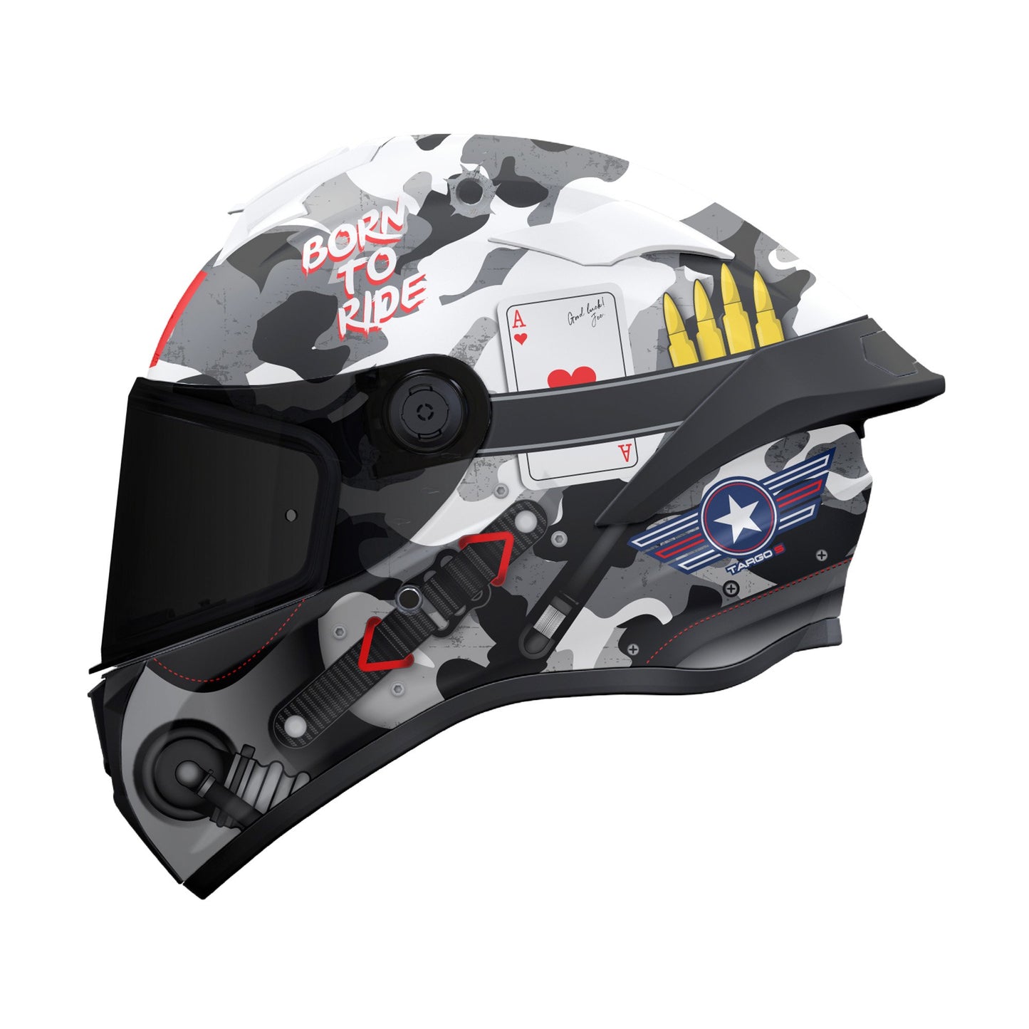 MT Targo S Patton Motorcycle Full Face Helmet - Gloss White Camo