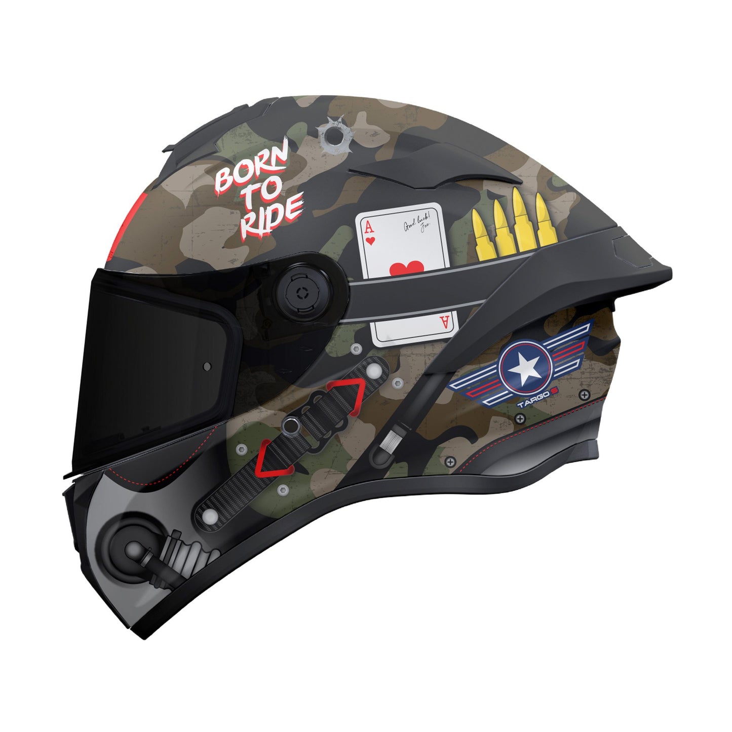 MT Targo S Patton Motorcycle Full Face Helmet - Matt Green Camo