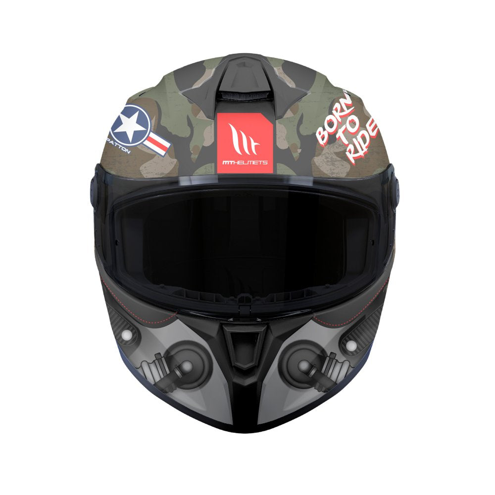 MT Targo S Patton Motorcycle Full Face Helmet - Matt Green Camo