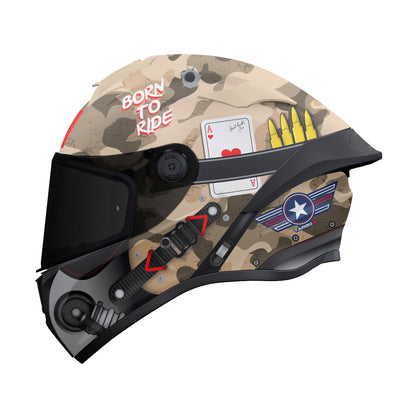 MT Targo S Patton Motorcycle Full Face Helmet - Matt Sand Camo