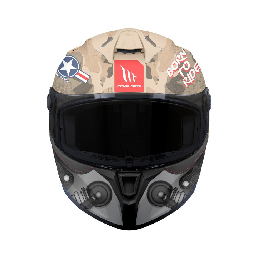 MT Targo S Patton Motorcycle Full Face Helmet - Matt Sand Camo