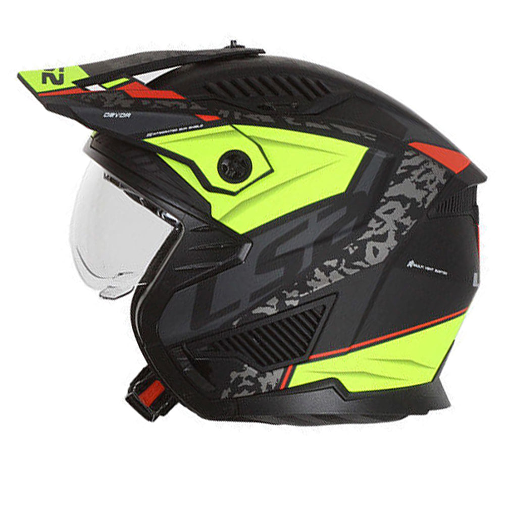 Riderwear | LS2 OF606 Drifter Devor Trial Helmet - Matt Black Hi-Viz