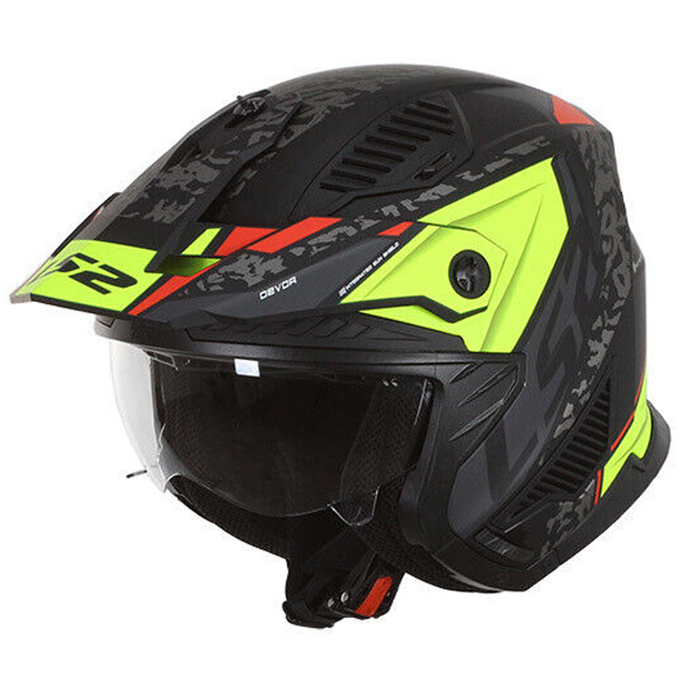 Riderwear | LS2 OF606 Drifter Devor Trial Helmet - Matt Black Hi-Viz