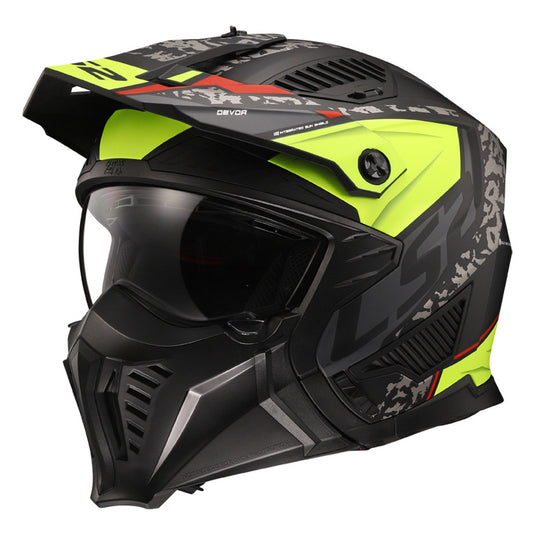 Riderwear | LS2 OF606 Drifter Devor Helmet - Matt Black Yellow