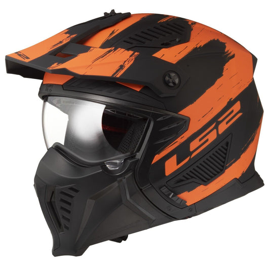 Riderwear | LS2 OF606 DRIFTER MUD Matt Black Orange Helmet