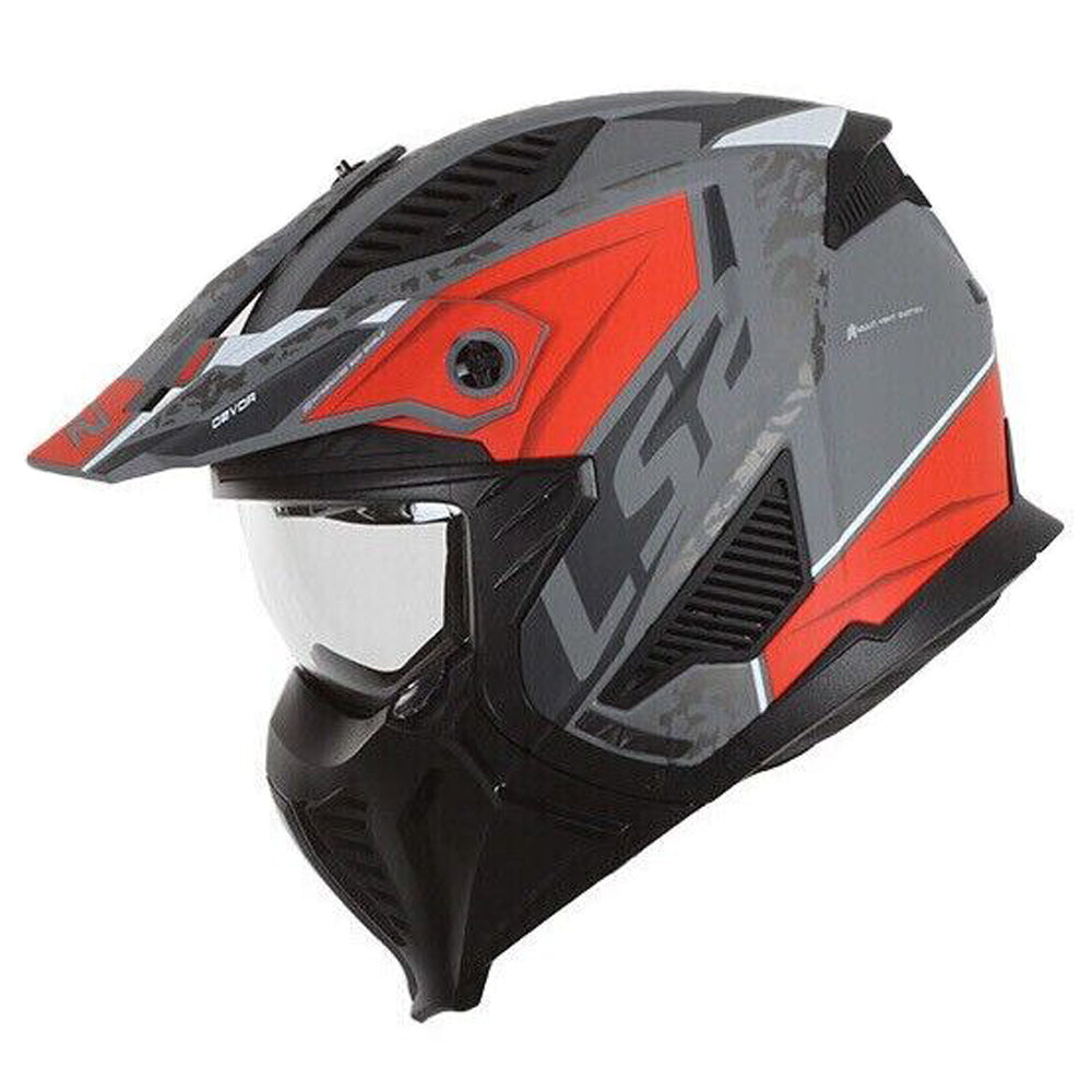 Riderwear | LS2 OF606 Drifter Devor Helmet - Silver Titanium Red