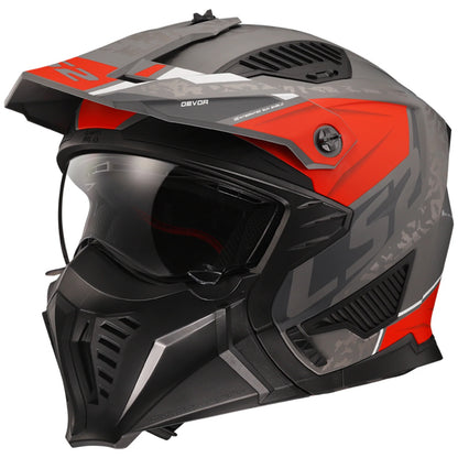 Riderwear | LS2 OF606 Drifter Devor Helmet - Silver Titanium Red