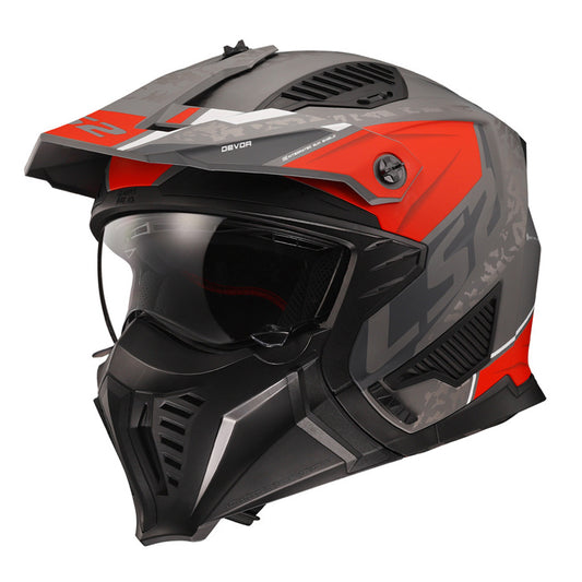 Riderwear | LS2 OF606 Drifter Devor Helmet - Silver Titanium Red