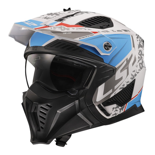 LS2 OF606 Drifter Devor Helmet - Matt White Blue