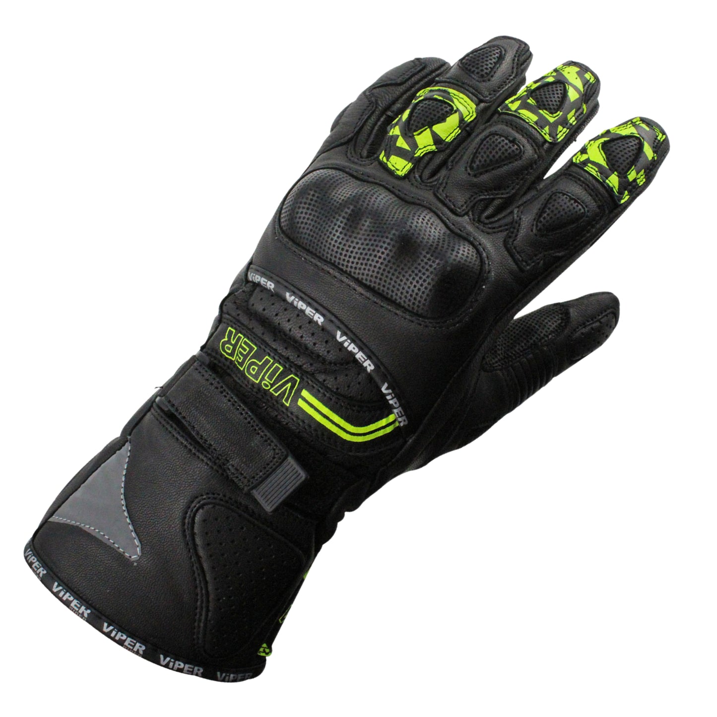 ViPER Leather Premium Track Glove Fury Pro CE Approved Impact Protection and Comfort Fluo Yellow