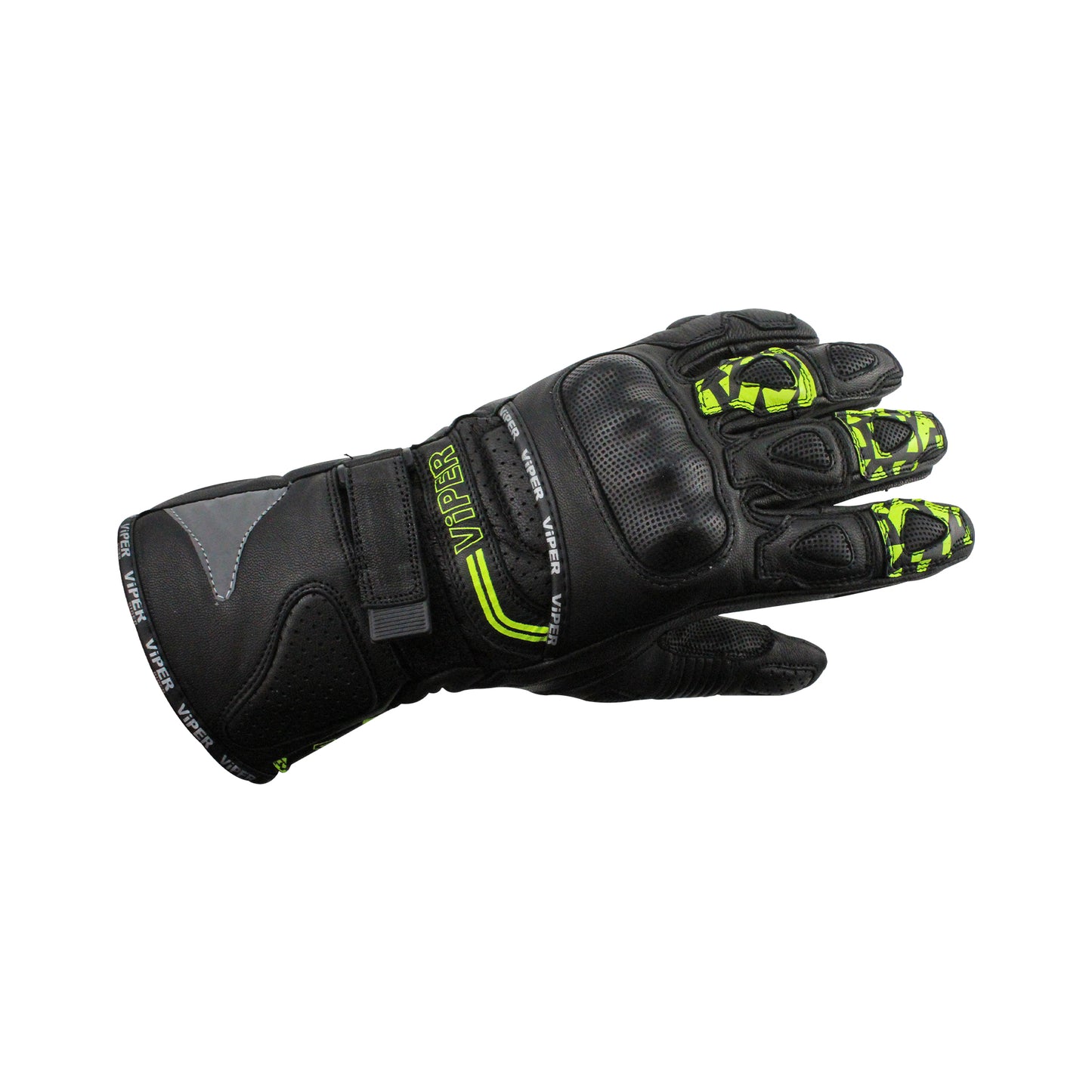 ViPER Leather Premium Track Glove Fury Pro CE Approved Impact Protection and Comfort Fluo Yellow