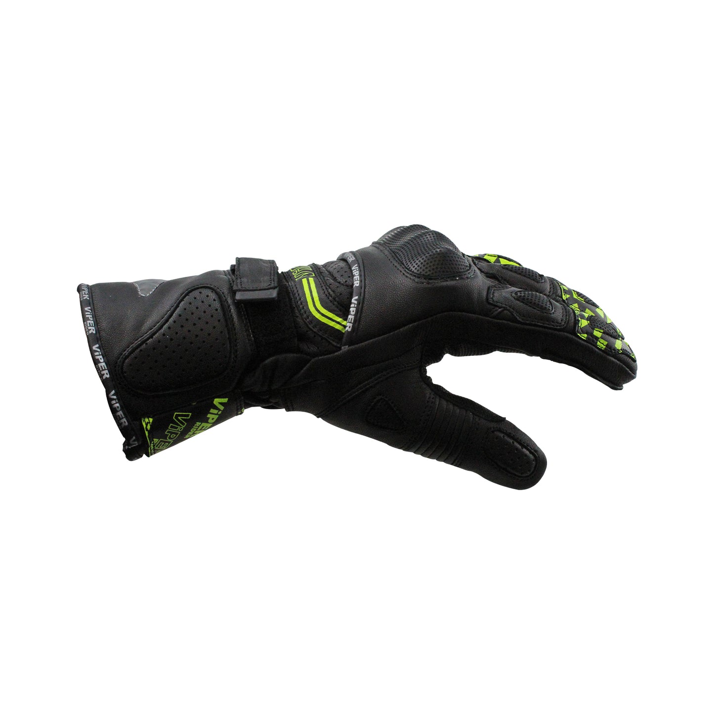 ViPER Leather Premium Track Glove Fury Pro CE Approved Impact Protection and Comfort Fluo Yellow