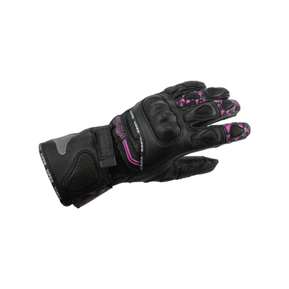 ViPER Leather Premium Track Glove Fury Pro CE Approved Impact Protection and Comfort Black Pink