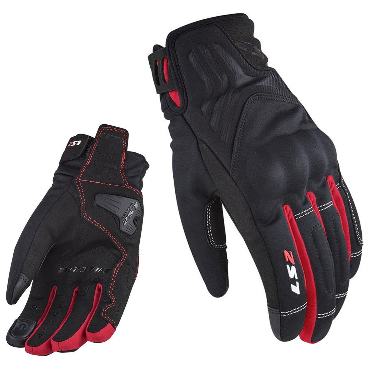 LS2 JET II Mens Winter Gloves - Black Red