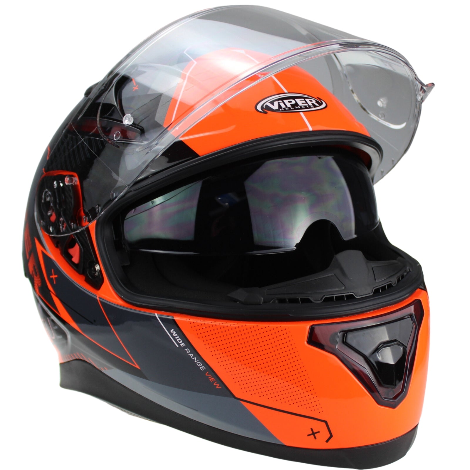 VIPER RSV95 FULL FACE HELMET - ROGUE SHINY BLACK ORANGE