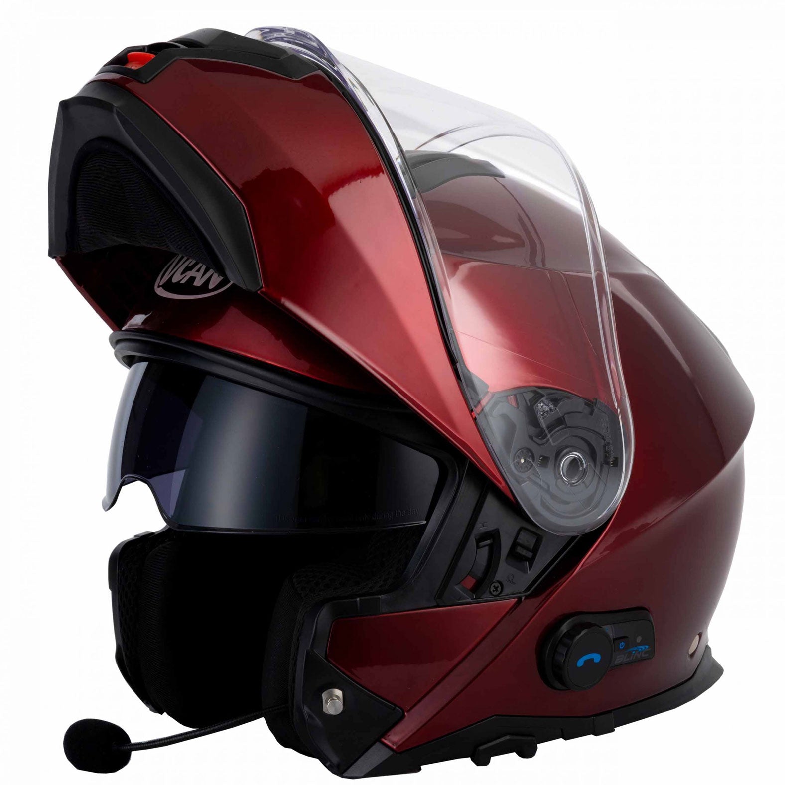 VCAN V272 BLINC BLUETOOTH FLIP UP HELMET BURGUNDY Riderwear