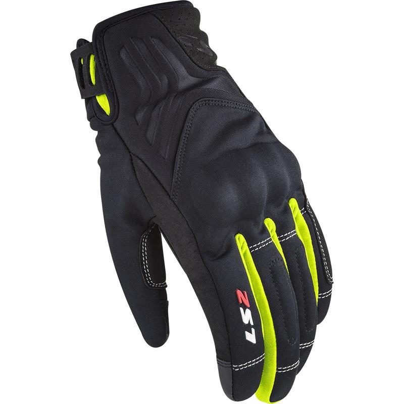 LS2 JET 2 MAN GLOVES - BLACK H-V YELLOW