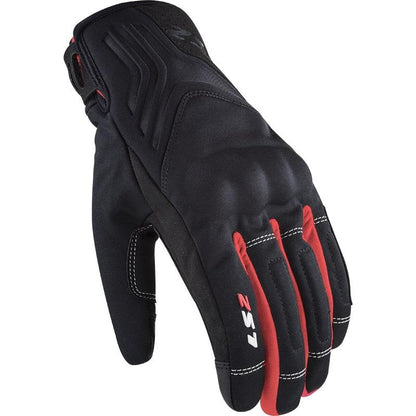 LS2 JET 2 MAN TEXTILE GLOVES - BLACK RED