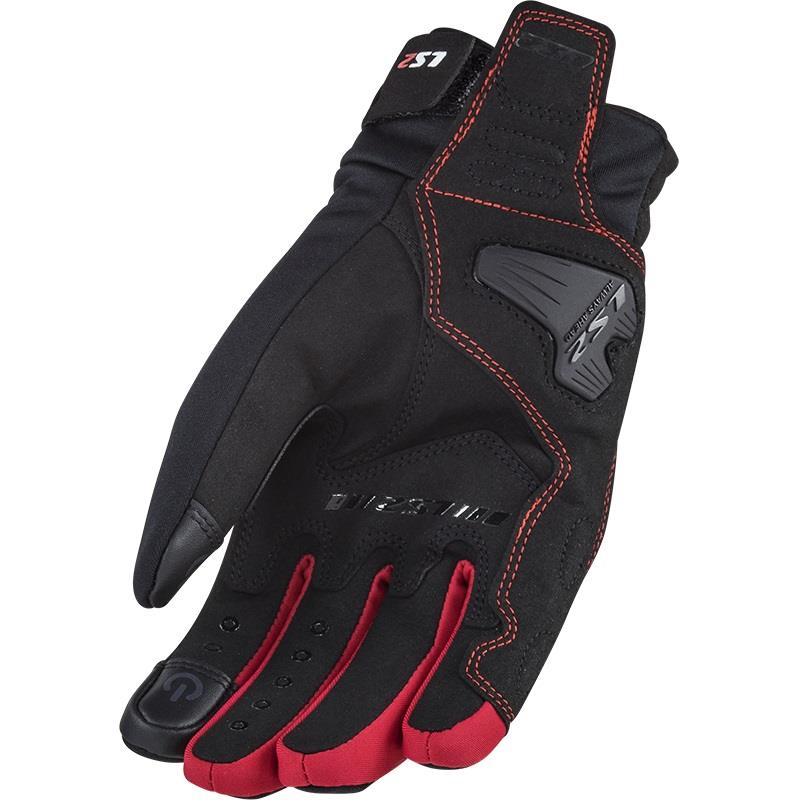 LS2 JET 2 MAN TEXTILE GLOVES - BLACK RED