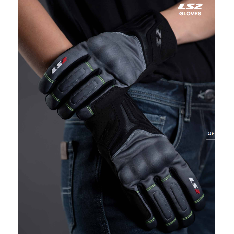 LS2 JET 2 MAN TEXTILE GLOVES - GREY