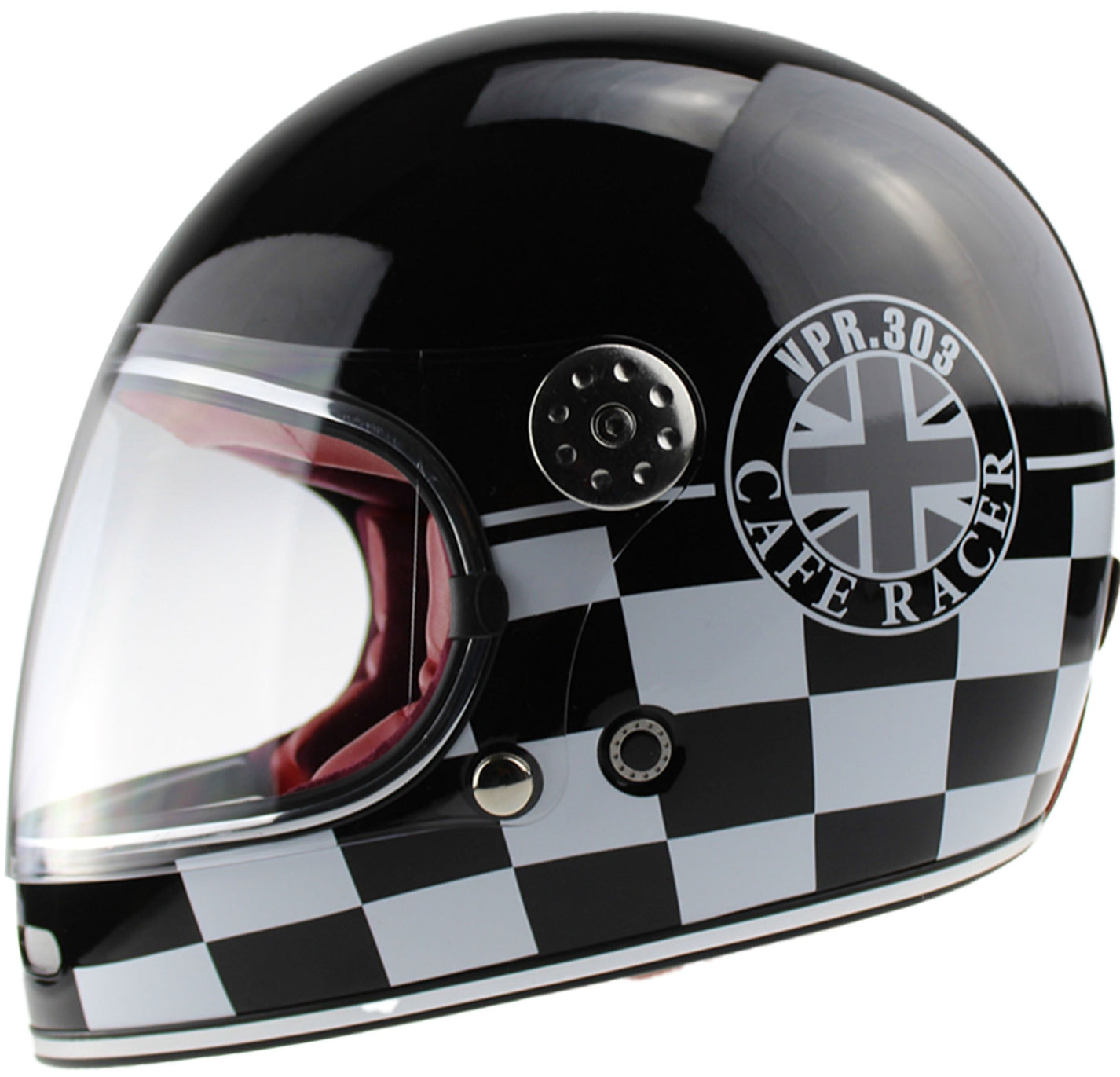 Vpr.303 F656 Fiberglass Full Face Retro Helmet New 59 Black White 