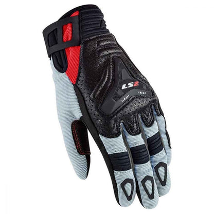 LS2 ALL TERRAIN LADIES GLOVES - BLACK GREY RED